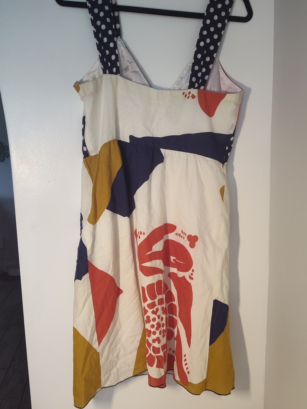 Vintage Polka Waist Colorblock A-Line Sundress with Shell Motif #581 - Picture 2 of 2